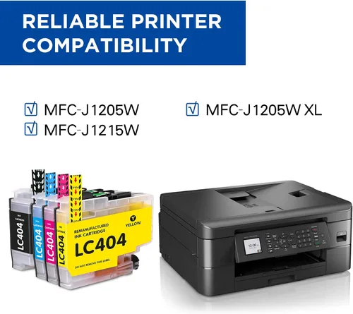 Vista 2 de LC404XL - Cartuchos de tinta de repuesto compatibles con impresoras Brother lc404, funciona para impresoras MFC-j1205w MFC-J1205W XL y MFC-J1205w
