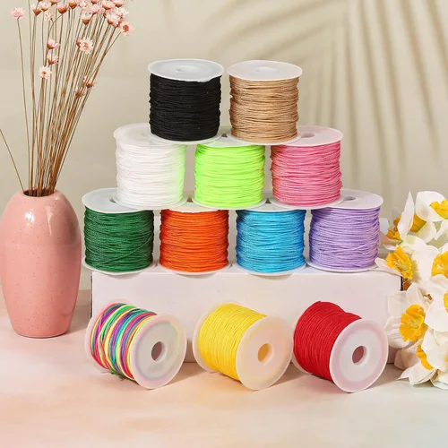 Vista 7 de Selizo 12 rollos de hilo de nailon para pulseras, cordón de nailon para nudos chinos para hacer joyas, hilo de cuentas de nailon para Kumihimo