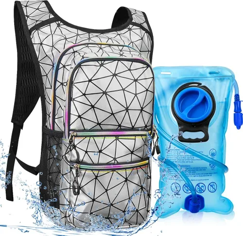 Vista 18 de Paquete de hidratación, mochila de agua con vejiga de hidratación de 3 L, aislamiento ligero, esencial para festivales, mochila de hidratación rave