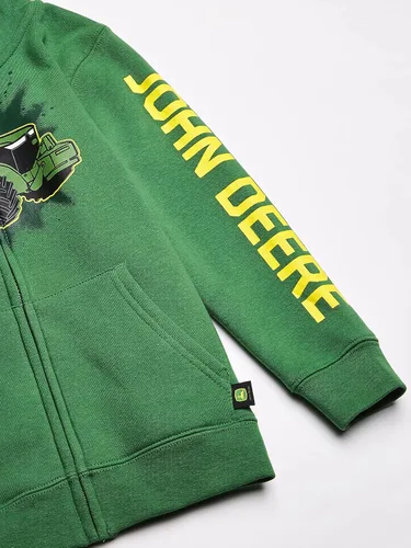 Vista 3 de John Deere Sudadera con capucha de forro polar pequeño con cremallera frontal, Verde