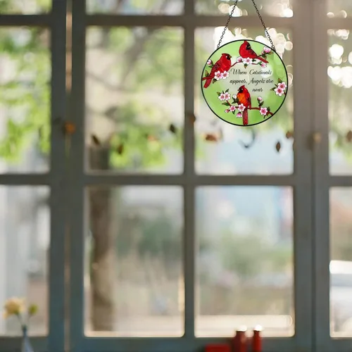 Vista 2 de Atrapasoles para colgar vidrieras de 10 pulgadas con panel de vidrio hecho a mano, decoración de ventana, regalo para mamá y abuela
