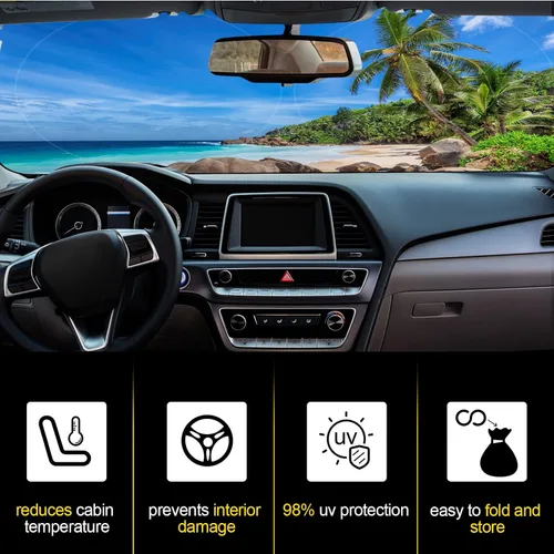 Vista 4 de Parasol plegable para parabrisas de coche, cubreventanas frontales para coche, accesorios para coche, protección contra el calor y los rayos UV