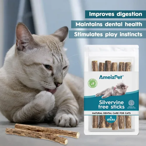 Vista 3 de AmeizPet Paquete de 6 palitos Silvervine para gatos y 12