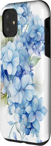 Vista 2 de Funda para iPhone 11 con patrón de acuarela de hortensias