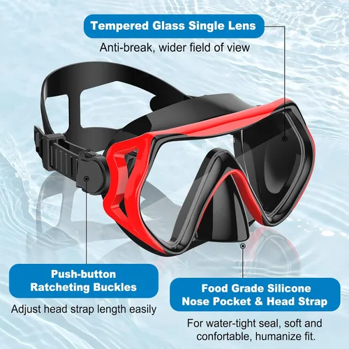 Vista 7 de Equipo de esnórquel para adultos, conjunto de esnórquel máscara de buceo con tubo seco superior, gafas de natación para adultos con cubierta