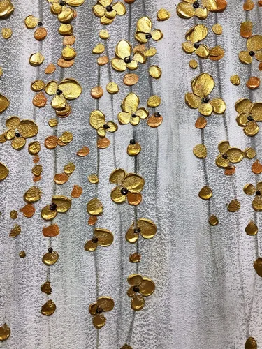 Vista 2 de Yotree Pinturas, 24x48 Pulgadas De Pintura Al Óleo De La Mano De Pintura De Plata De Oro Flores Pinturas 3D Pintado A Mano Sobre Lienzo Abstracto