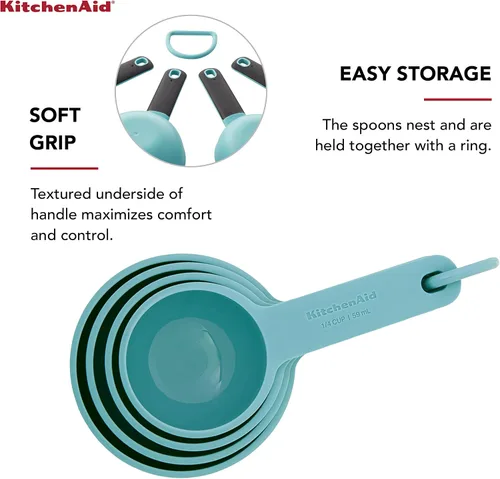 Vista 4 de KitchenAid Tazas medidoras, juego de 4, Aqua Sky (paquete de 12)