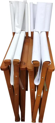 Vista 3 de 2-Piece Set of White Wood Canvas Folding Chairs - Natural Populus Wood, Foldable Design & Sturdy Construction, Breathable Seat for Comfort, Easy to