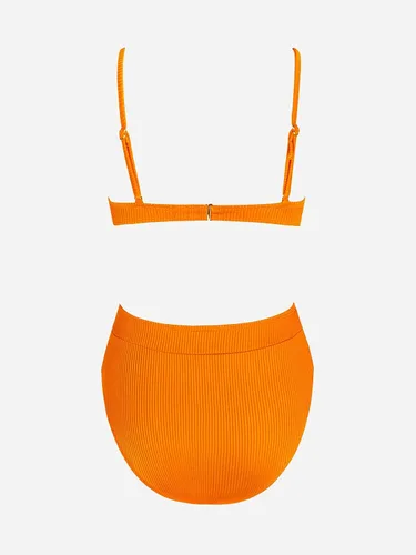 Vista 12 de CUPSHE Conjunto de bikini de dos piezas para mujer, traje de baño de cintura alta con cuello redondo
