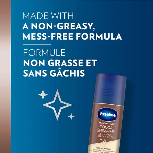 Vista 4 de Vaseline Paquete de loción, resaltador y luminizador de gelatina de cacao brillante + barra de bálsamo para todo el cuerpo, manteca de cacao