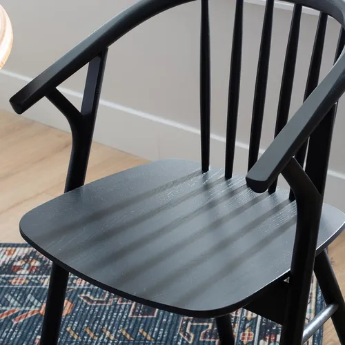 Vista 5 de Linon Breeanne - Silla de comedor con respaldo y silla de montar Windsor color negro