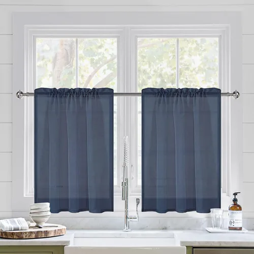 Vista 126 de DWCN Cortinas Transparentes Aqua de Voile Semitransparente con Bolsillo para Barra para Dormitorio y Sala de Estar, 36 x 36 pulgadas de Largo, Juego