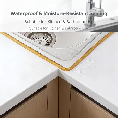 Vista 2 de Cinta adhesiva para embellecer huecos (6 M/20 pies), cinta adhesiva impermeable para calafateo para baño, cocina, inodoro, bordes de pared (negro)