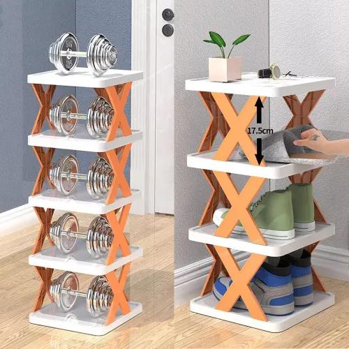 Vista 2 de Organizador de almacenamiento de zapatos de varias capas, zapatero estrecho y vertical, pequeño soporte vertical para zapatos, organizador