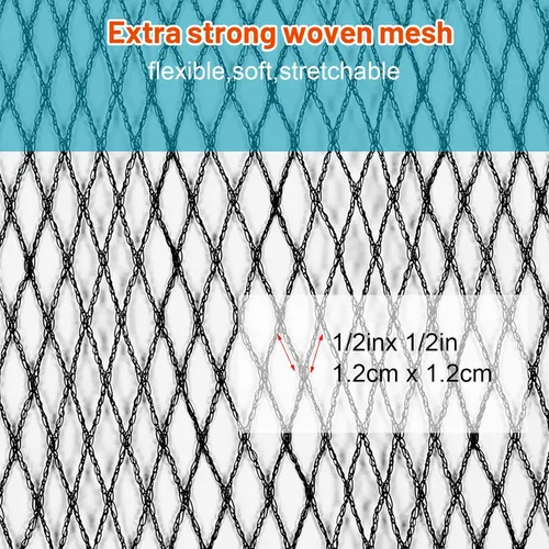 Vista 3 de Therwen Cubierta de red de hojas de piscina, cubierta de malla de invierno con 12 clips de metal grandes, color negro (apto para 12 pies)