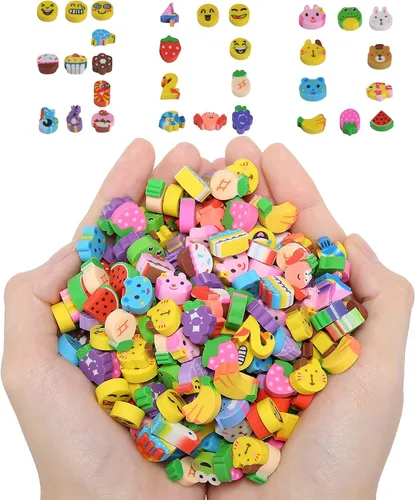 Vista 10 de 300 unidades de mini borradores de lápiz para niños, animales y frutas, a granel para regalo de regreso a clases (animales y frutas, pequeño)