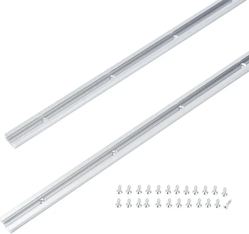 Vista 10 de T Track Kit de intersección de 3 pulgadas con tornillos para madera, perfil de doble corte con orificios de montaje preperforados, carpintería