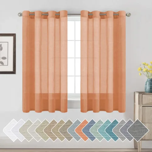 Vista 80 de H.VERSAILTEX Cortinas de lino de mezcla natural para sala de estar/cortinas de lino semitransparentes reductoras de luz de 54 pulgadas de largo