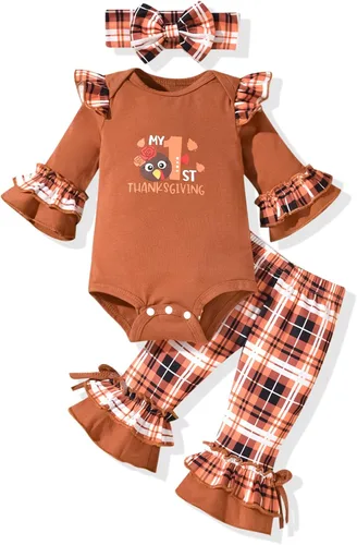 Vista 15 de HINTINA Conjunto de ropa para bebé recién nacida con diadema para el primer Halloween