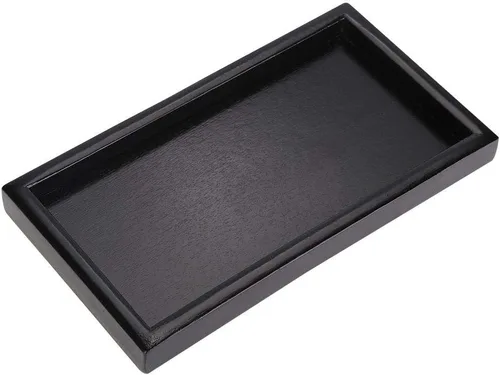 Vista 5 de Bandeja de té con forma rectangular de madera maciza versátil para té, café, aperitivos, comidas, bandeja para servir, platos de restaurante
