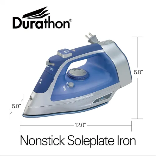 Vista 8 de Hamilton Beach Plancha de vapor y vaporizador vertical para ropa con suela de Durathon resistente a los arañazos, cable retráctil de 8 pies, apagado
