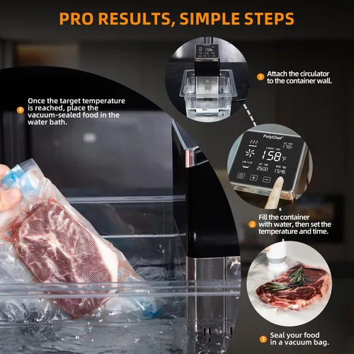 Vista 3 de Anchorchef Sous Vide - Cocina de precisión de 1400 W, cocina profesional de Sous Vide con circuladores de inmersión de acero inoxidable