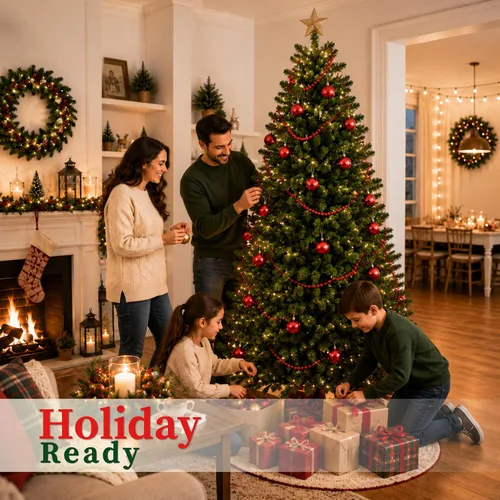 Vista 5 de Perfect Holiday Árbol de Navidad, 7 pies, PVC clásico de hoja perenne