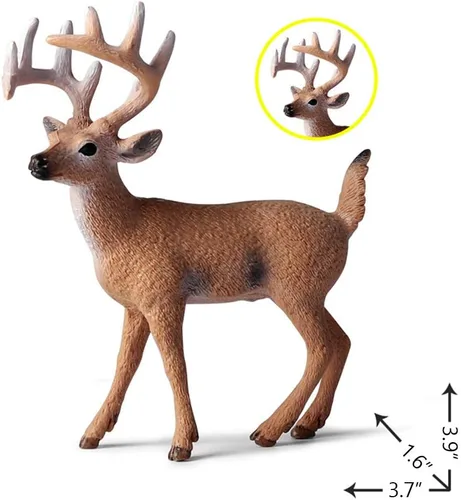 Vista 2 de Paquete de 6 figuras de ciervos de animales del bosque, figuras de animales del bosque, suministros de fiesta, Navidad, Buck Doe Fawn para baby
