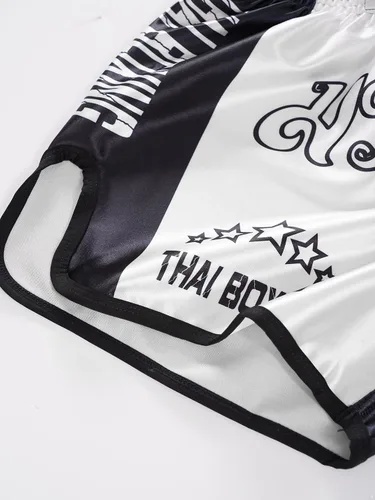 Vista 6 de Aiihoo Pantalones cortos de Muay Thai para niños, boxeo, kickboxing, artes marciales, artes marciales, entrenamiento de artes marciales, tronco