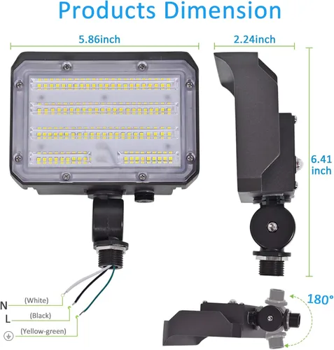 Vista 7 de Reflector LED de 30W con Articulación, Luminaria de Seguridad para Exteriores con Fotocélula del Atardecer al Amanecer 5000K 4,050lm