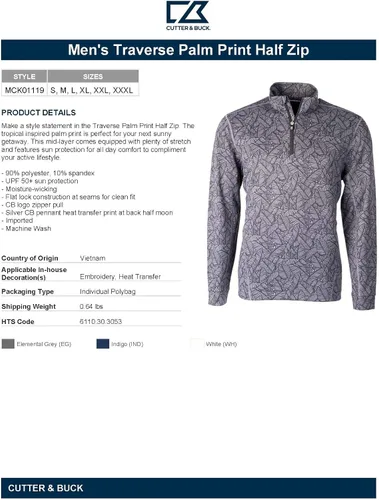 Vista 3 de Cutter & Buck Media cremallera para hombre