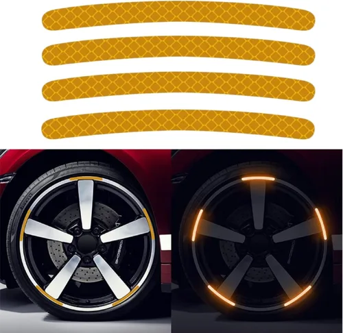 Vista 12 de 100 calcomanías reflectantes para llantas de automóvil, impermeables, reflectantes, para llantas, tiras decorativas de seguridad para automóvil, #2