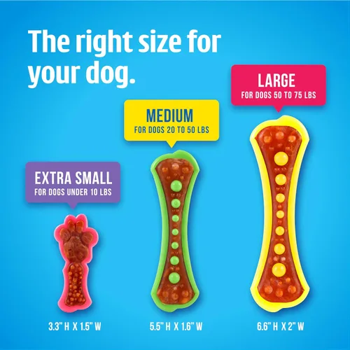 Vista 4 de Hartz Chew 'n Clean Dental Duo Juguete masticable y comestible para perros, color varía, grande, paquete de 3