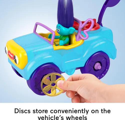 Vista 4 de Fisher-Price Imaginext DreamWorks Trolls Toys Branch's Buggy, Push Along Car & Figure Playset para juegos de simulación para niños a partir de 3 años