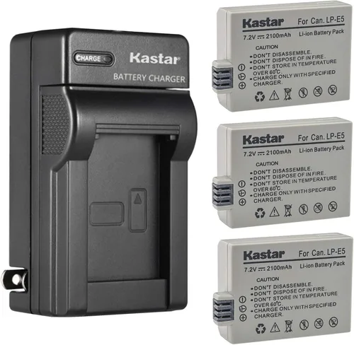 Vista 6 de Kastar - Cargador de batería de pared para Canon LP-E5 LPE5, Canon LC-E5, LC-E5C, LC-E5E, cargador Canon EOS 500D, EOS 1000D, EOS Kiss F, EOS Kiss