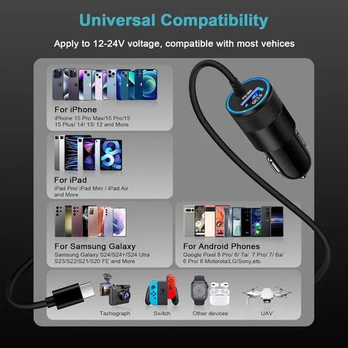Vista 6 de iPhone 17e 16e 17 Pro Max Cargador rápido USB C para iPhone 17e/17 Pro/17 Negro