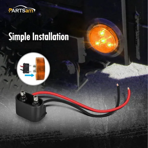 Vista 9 de Partsam Kit de luces LED ovaladas para remolque de camión de 12 V con marcadores laterales de barra de luz de identificación, cable de remolque de 7