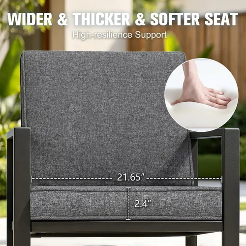 Vista 5 de Outdoor Bar Stools Set of 2, 27" Metal High Top Patio Chairs, Charcoal Grey