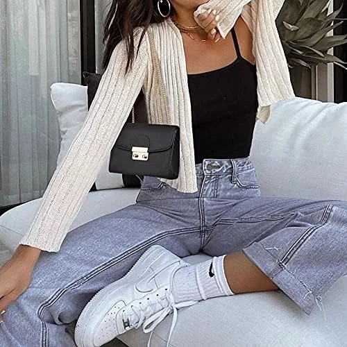 Vista 2 de Dasein Bolso cruzado pequeño para mujer bolso de noche de diseñador bolso de mano para boda baile de graduación fiesta con correa de doble cadena
