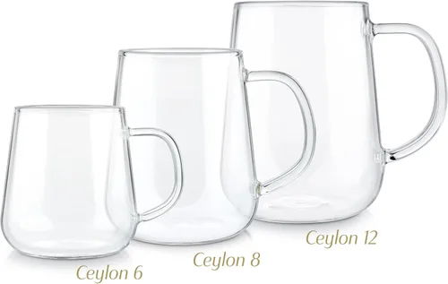Vista 4 de Teabloom Juego de 2 tazas de vidrio de borosilicato prémium para té o café, 6 onzas, aptas para microondas y manchas