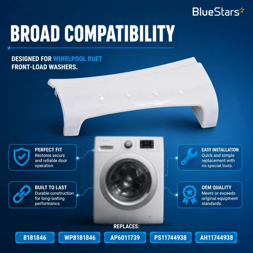 Vista 7 de BlueStars 8181846 WP8181846 - Manija de puerta de lavadora compatible con arandelas Whirlpool GHW9100LW1 GHW9150PW4 GHW9300PW4 GHW9150PW1 GHW9150PW0