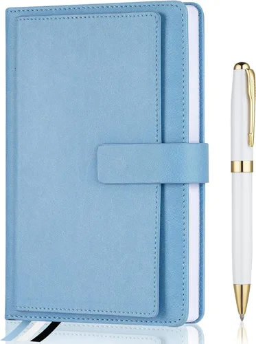 Vista 10 de Cuaderno Ejecutivo con Líneas, 256 Páginas, Rayado Universitario, Tapa Dura de Cuero A5, Bolígrafo Incluido, con Bolsillo para Notas; Cuadernos