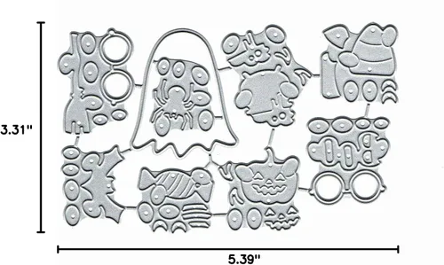 Vista 6 de Plantillas troqueladas de metal con diseño de araña, fantasma, calabaza y calavera de Feliz Halloween, plantillas de troqueles para hacer