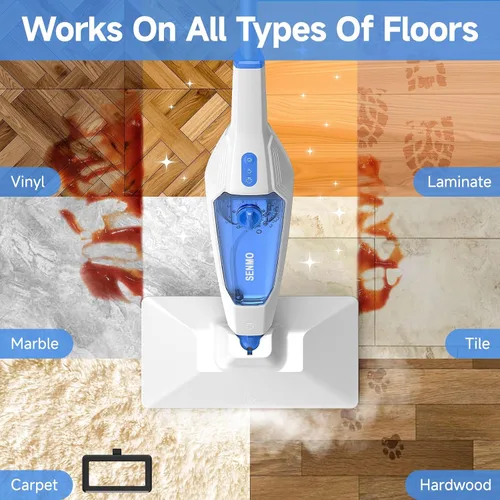 Vista 4 de SENMO Trapeador de vapor, limpiador de vapor desmontable 14 en 1 para el hogar y el piso, 1300 W, 228 °F, vaporizador multiusos de limpieza profunda