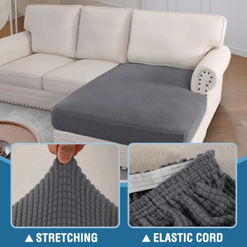 Vista 4 de ADPON Fundas de sofá modular, funda de cojín para sofá o sillón en forma de L, funda separada para sofá seccional izquierdo o derecho (1 diván, gris)