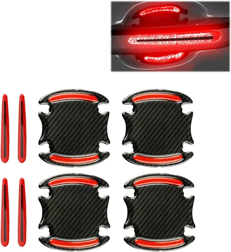 Vista 7 de 8 PCS Calcomanías para Manijas de Puertas de Automóvil, 4 PCS Calcomanías Reflectantes de Goma para Cuencos de Puertas de Vehículos de 3.5 x 3.2