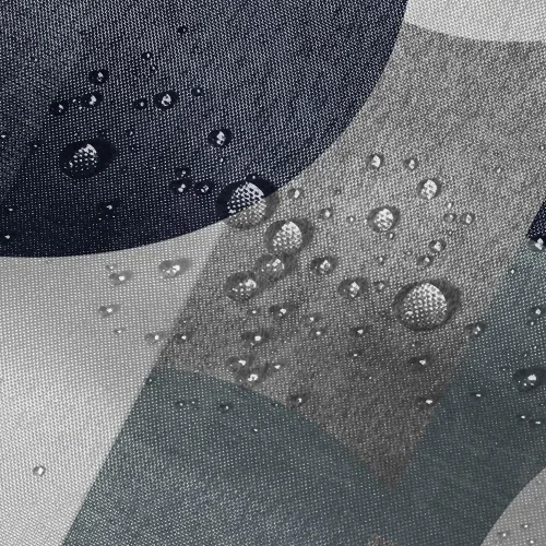 Vista 5 de Cortina de ducha azul marino con círculos geométricos abstractos y modernos, estilo contemporáneo, cortinas de ducha de tela impermeable gris