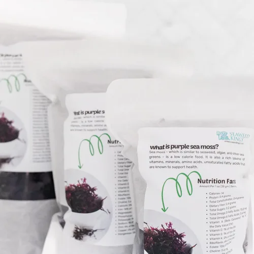 Vista 8 de Purple Sea Irish Moss Raw Organic 100% silvestre y natural crudo Chondrus Crispus 1 libra – Hace hasta 240 onzas de gel fresco – Rico en 92