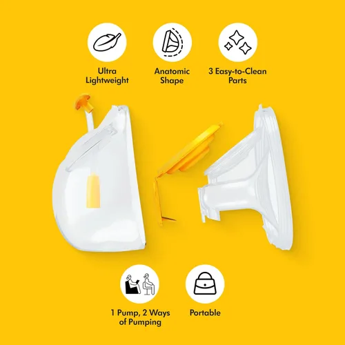 Vista 3 de Vasos de colección manos libres Medela, compatibles con los extractores de leche Freestyle Flex, Pump in Style con MaxFlow y Swing Maxi eléctricos