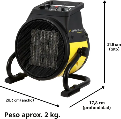 Vista 8 de Calentador de aire EUH1465, eléctrico, de Dura Heat, con base pivotante, 5,120 BTU, Amarillo Electric Garage Heater, Steel Body, Thermostat, Heats